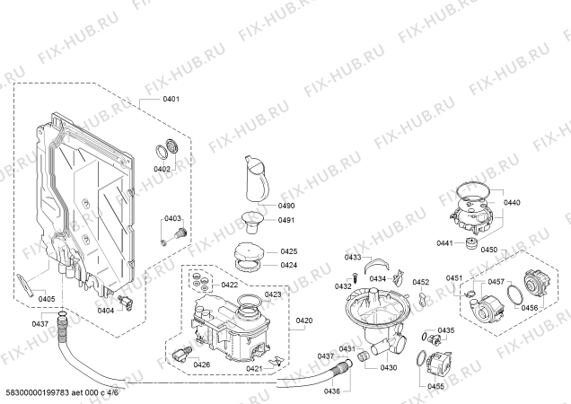 Взрыв-схема посудомоечной машины Siemens SN236I02GE, iQ300 - Схема узла 04
