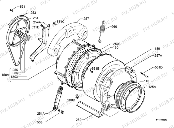 Взрыв-схема стиральной машины Electrolux EWF896 - Схема узла Functional parts 267