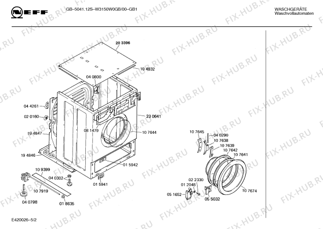 Взрыв-схема стиральной машины Neff W3150W0GB GB-5041.12S - Схема узла 02