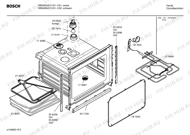 Взрыв-схема плиты (духовки) Bosch HBN2622CC - Схема узла 03