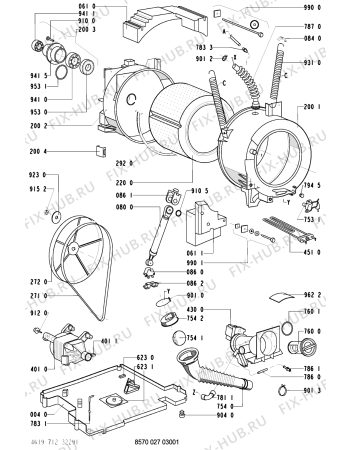 Схема №1 AWM 027/WS-D,A с изображением Обшивка для стиралки Whirlpool 481245212417