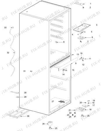 Взрыв-схема холодильника Zanussi ZFC44/32GA - Схема узла Cabinet + armatures