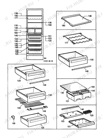 Взрыв-схема холодильника Electrolux ER8313B - Схема узла Internal parts