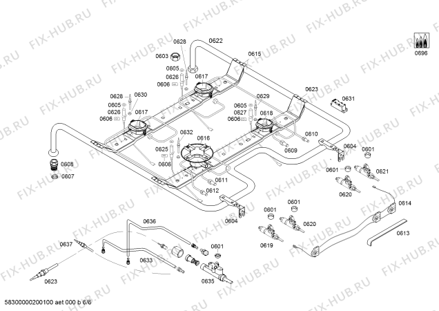Взрыв-схема плиты (духовки) Bosch HGA23W165R - Схема узла 06