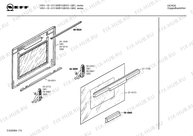 Взрыв-схема плиты (духовки) Neff U1130W1GB 1051-1E - Схема узла 03