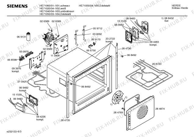 Взрыв-схема плиты (духовки) Siemens HE71060 - Схема узла 03