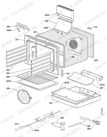 Взрыв-схема плиты (духовки) Electrolux GHSL6-4W - Схема узла Housing 001