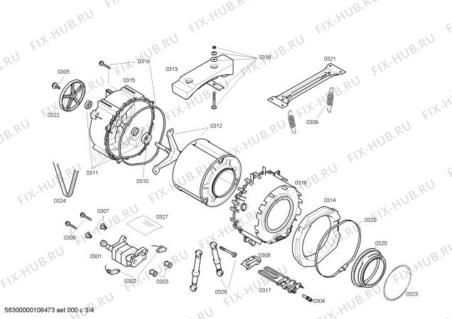 Взрыв-схема стиральной машины Bosch WFO2855FG Maxx WFO 2855 - Схема узла 03