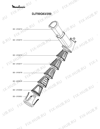 Взрыв-схема мясорубки Moulinex DJ750G63/350 - Схема узла LP004030.5P2