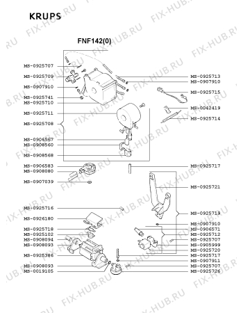 Взрыв-схема кофеварки (кофемашины) Krups FNF142(0) - Схема узла 1P001886.5P6