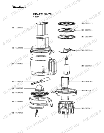 Взрыв-схема кухонного комбайна Moulinex FP4121B4/70 - Схема узла BP003219.5P2