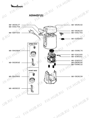 Взрыв-схема блендера (миксера) Moulinex A0944SF(0) - Схема узла DP001124.5P2