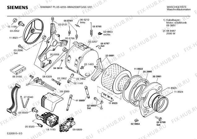 Схема №1 WM42330FG SIWAMAT PLUS 4233 с изображением Панель для стиралки Siemens 00285585