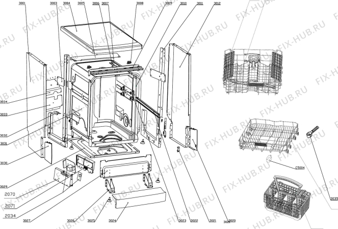 Взрыв-схема посудомоечной машины Delonghi Australia DEDW87S - Схема узла 3