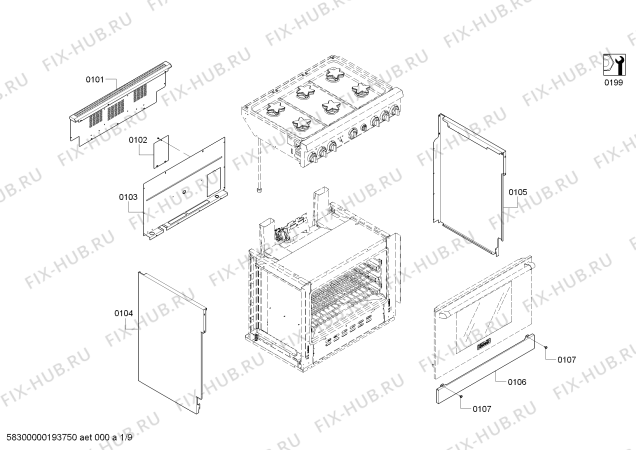 Схема №1 PRD366GHU с изображением Коллектор для духового шкафа Bosch 00774534