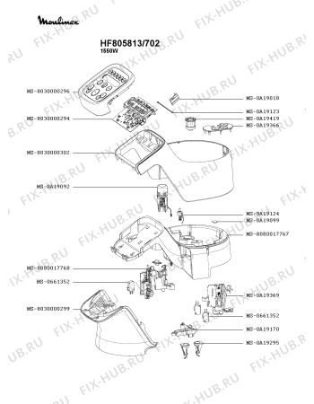 Схема №1 HF805820/702 с изображением Часть корпуса для кухонного измельчителя Moulinex MS-8030000296