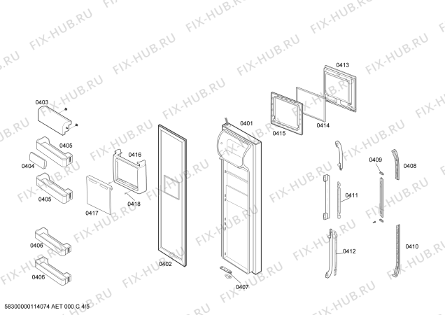 Схема №1 RS60DJSM1/XEG с изображением Запчасть для холодильника Bosch 00498373