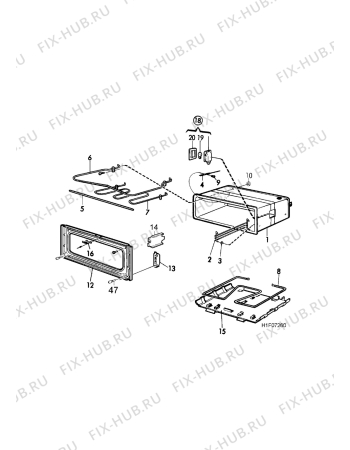 Взрыв-схема плиты (духовки) Husqvarna Electrolux QSG7145W - Схема узла H10 Oven Cavity (small)