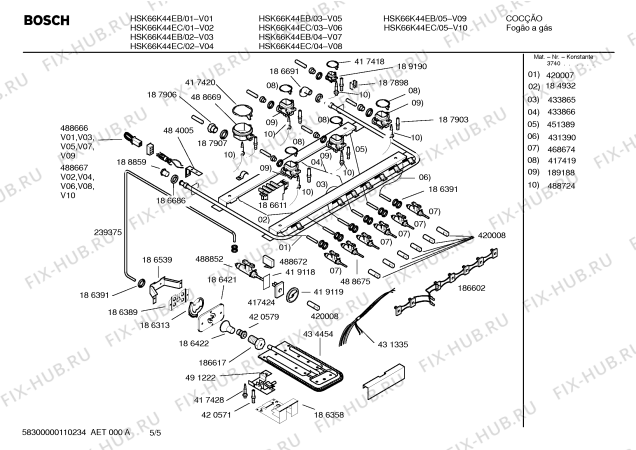 Взрыв-схема плиты (духовки) Bosch HSK66K44EC PROFESSIONAL - Схема узла 05