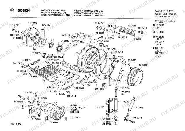 Взрыв-схема стиральной машины Bosch WMV695047 V6950 - Схема узла 03