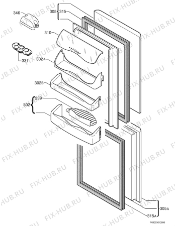 Взрыв-схема холодильника Zanussi Electrolux Z57/3W - Схема узла Door 003