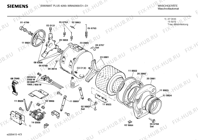 Взрыв-схема стиральной машины Siemens WM42000 SIWAMAT PLUS 4200 - Схема узла 03