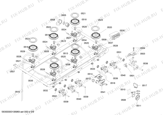 Взрыв-схема плиты (духовки) Bosch HEK46J30E9 LBF3 II BRANCO EMB (LC-10) CKD - Схема узла 05