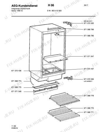 Взрыв-схема холодильника Aeg S1500 IU - Схема узла Housing 001