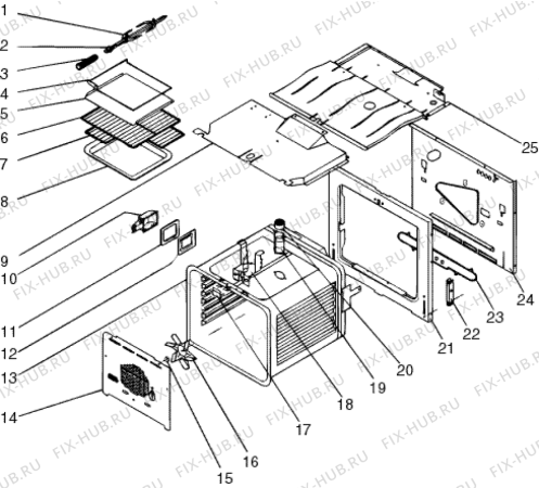 Взрыв-схема плиты (духовки) Indesit FE816 (F013050) - Схема узла