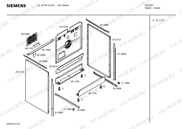 Взрыв-схема плиты (духовки) Siemens HL54725EU - Схема узла 02