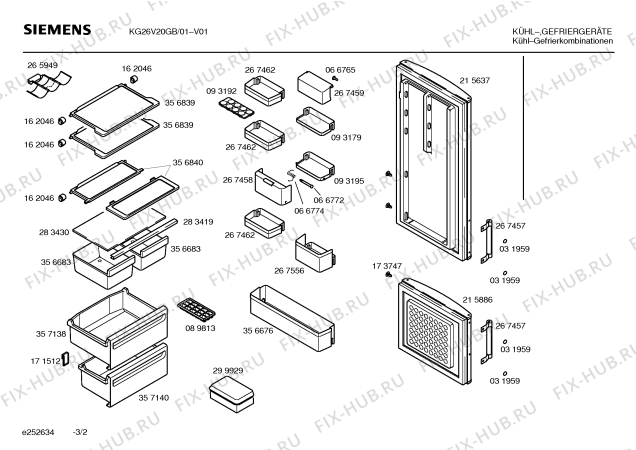 Взрыв-схема холодильника Siemens KG26V20GB - Схема узла 02