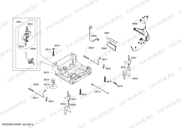 Взрыв-схема посудомоечной машины Bosch SPI25CS02E, Silence Plus - Схема узла 05