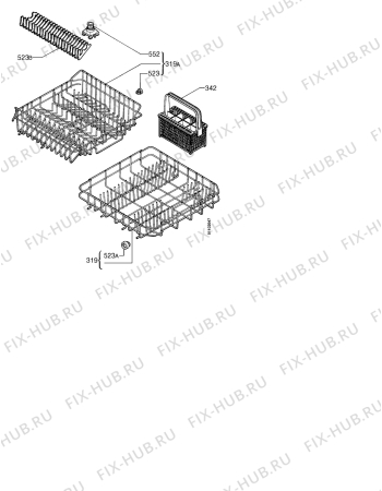 Взрыв-схема посудомоечной машины Zanussi IT416 - Схема узла Baskets, tubes 061