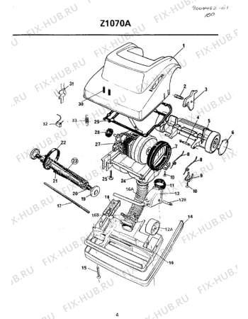 Взрыв-схема пылесоса Electrolux Z1070A - Схема узла Hose