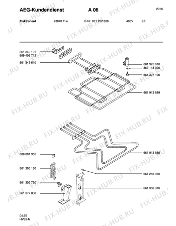 Схема №2 23070F-W S 400V с изображением Запчасть для плиты (духовки) Aeg 8996699076809