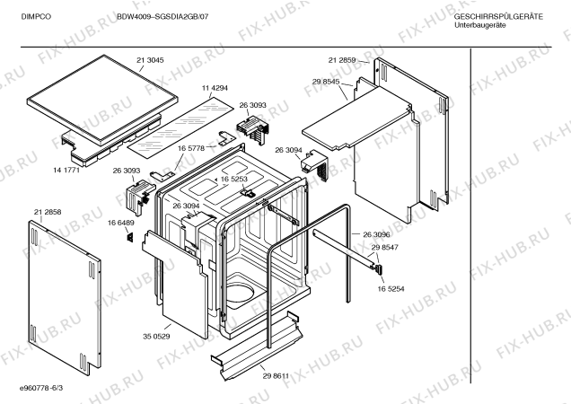 Взрыв-схема посудомоечной машины Dimpco SGSDIA2GB BDW 4009 - Схема узла 03