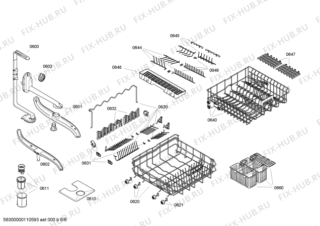 Взрыв-схема посудомоечной машины Bosch SGI57M46EU - Схема узла 06