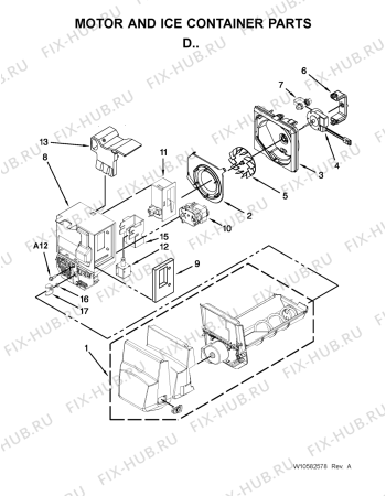 Схема №2 5MFX257AA с изображением Элемент корпуса для холодильника Whirlpool 482000012387