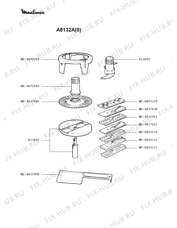 Взрыв-схема кухонного комбайна Moulinex A8132A(0) - Схема узла QP000143.0P2