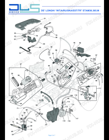 Взрыв-схема кофеварки (кофемашины) DELONGHI PRIMADONNA XS ETAM36.365.M - Схема узла 3