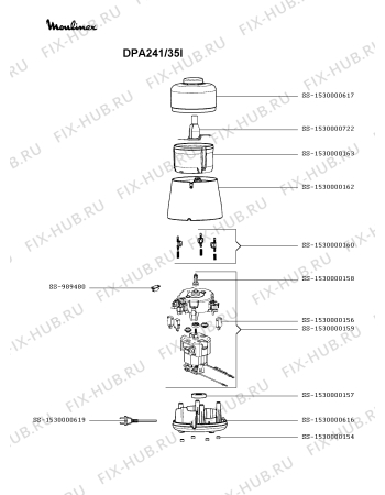 Схема №1 DPA241/35I с изображением Корпусная деталь для электроблендера Moulinex SS-1530000616