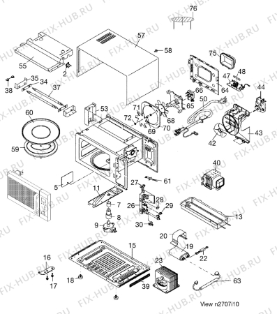 Взрыв-схема микроволновой печи Electrolux EMC3060 - Схема узла Functional parts