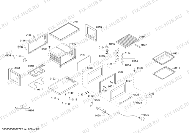 Схема №1 HO110310F Siemens с изображением Декоративная рамка для плиты (духовки) Siemens 00709663