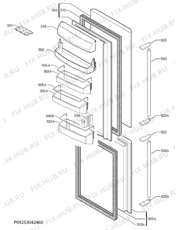 Взрыв-схема холодильника Aeg Electrolux S71408KG9 - Схема узла Door 003