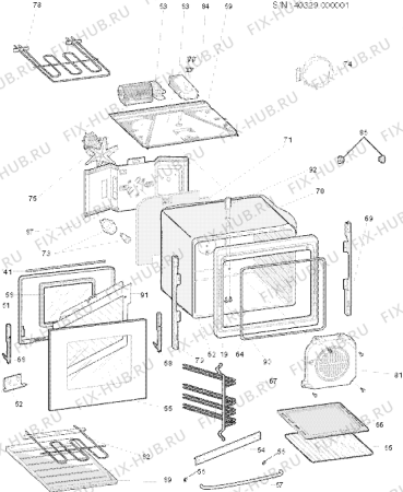 Взрыв-схема плиты (духовки) Indesit KP648MSXDK (F031152) - Схема узла