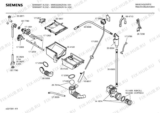 Схема №2 WM53220GR SIWAMAT XL532 electronic с изображением Инструкция по установке и эксплуатации для стиральной машины Siemens 00525976