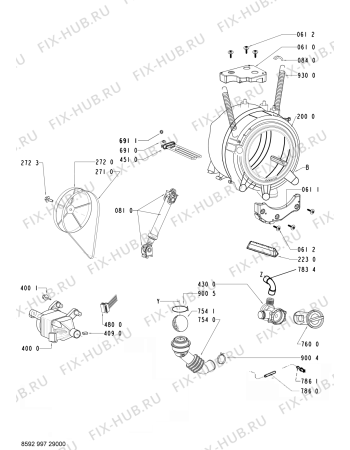 Схема №2 AWOE AS 9769 с изображением Петля люка (двери) для стиралки Whirlpool 480111101378