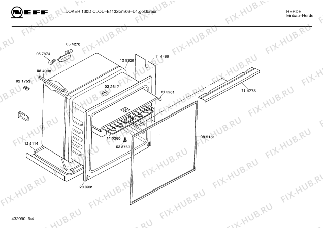Схема №1 E1132G1 JOKER 130 D CLOU с изображением Панель для плиты (духовки) Bosch 00282058