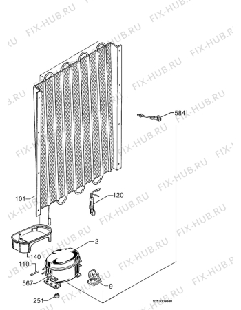 Взрыв-схема холодильника Brandt DB2750E - Схема узла Cooling system 017