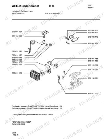 Взрыв-схема холодильника Aeg ARC1432-2 U - Схема узла Freezer cooling system